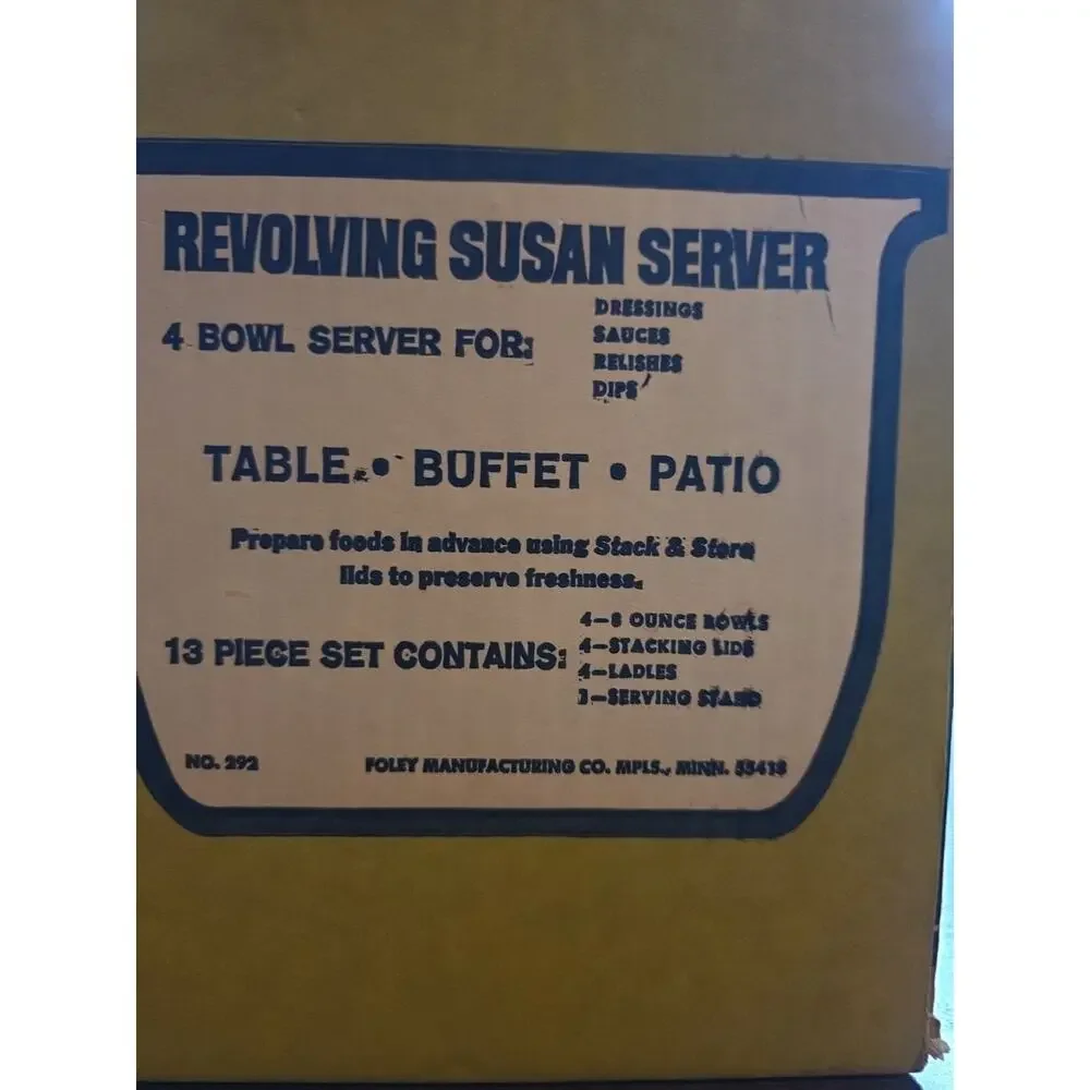 Vintage Foley Stainless Steel Revolving Susan Server Condiments 4 8 Oz Bowls...